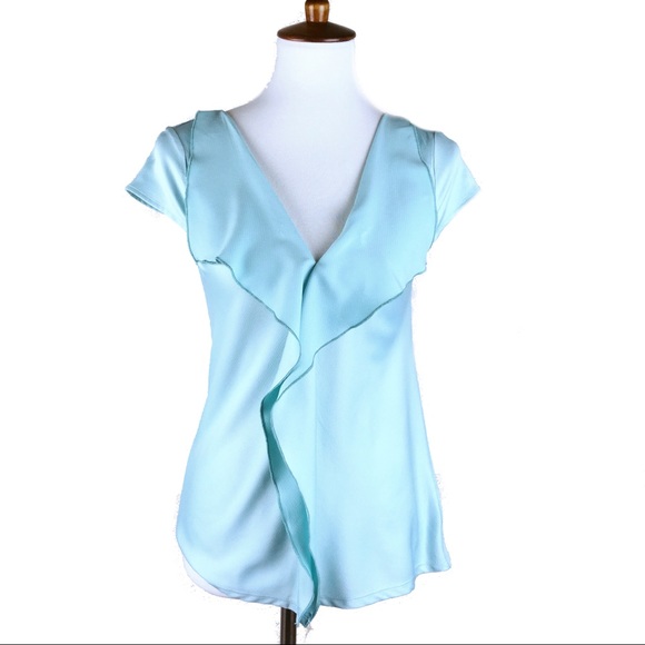 Meadow Rue Flutter Front V-neck Short Sleeve Shirt - Picture 1 of 8